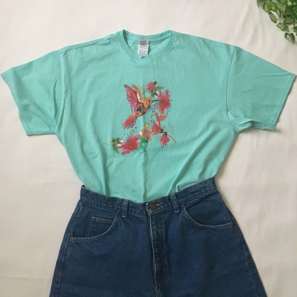 Graphic Spring Birds and Flowers T-shirt - Picture 1 of 3